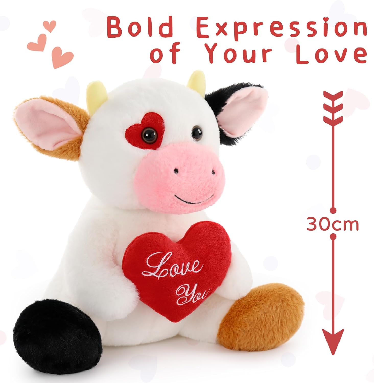Valentine's Cow Plush Toy, 12 Inches