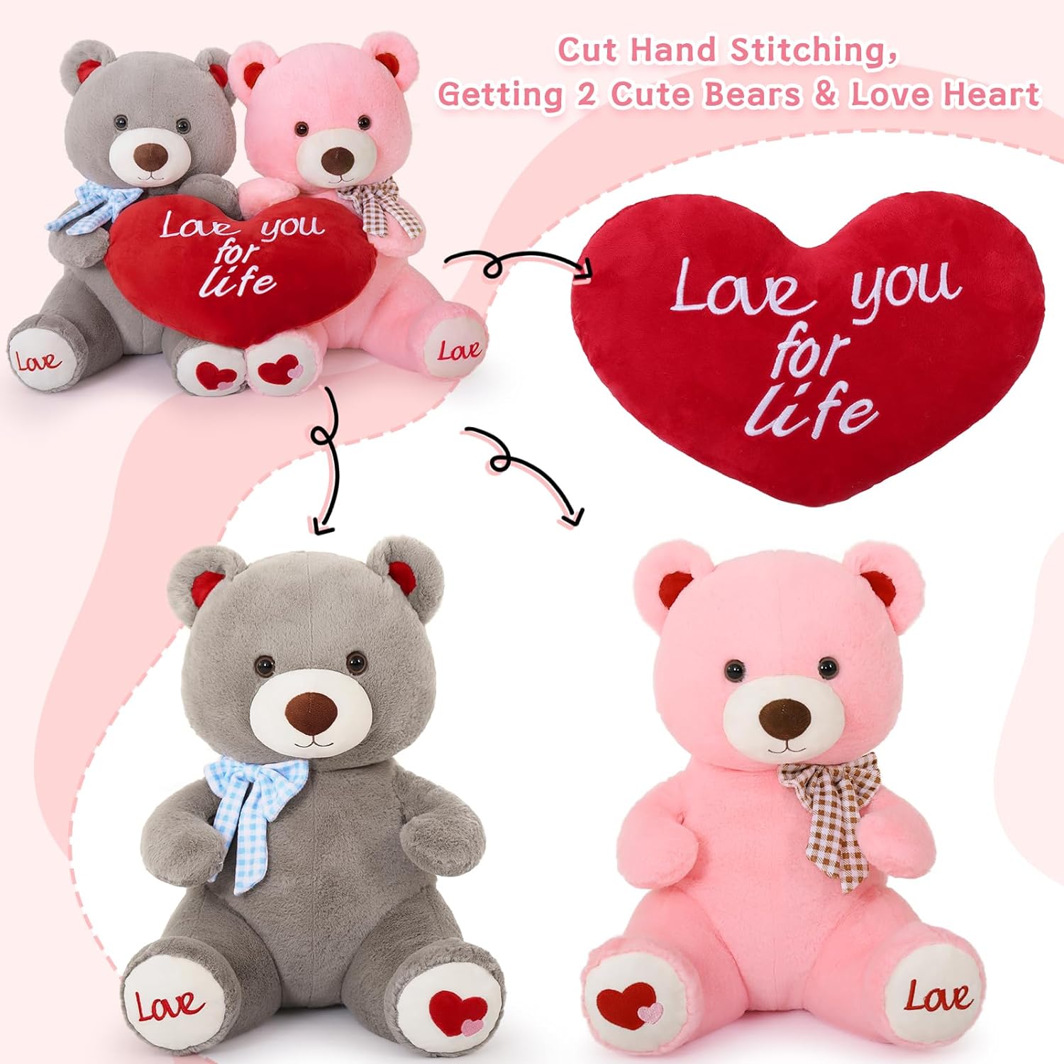 Valentine's Teddy Bear Plush Toys, 15.7 Inches