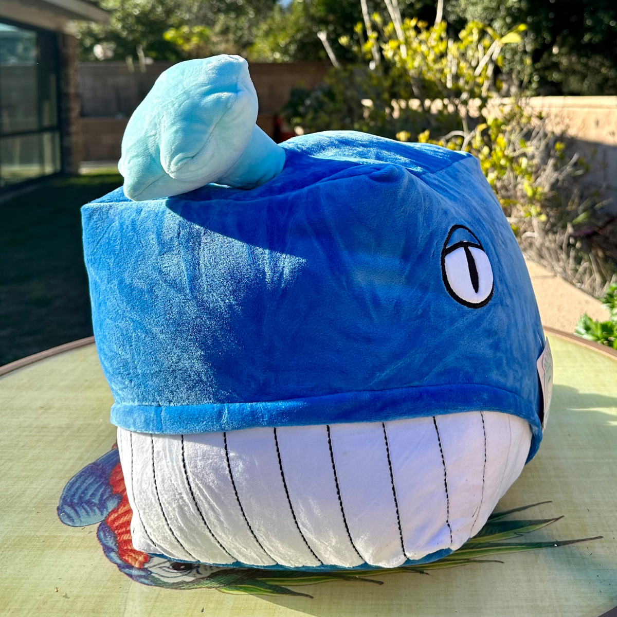 Alan: Whale Plush Pillow, Blue, 15 Inches