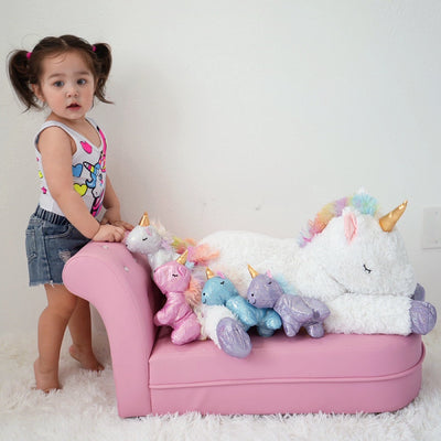 Unicorn Mom with Baby Plushies, White, 24 Inches - MorisMos Stuffed Animals