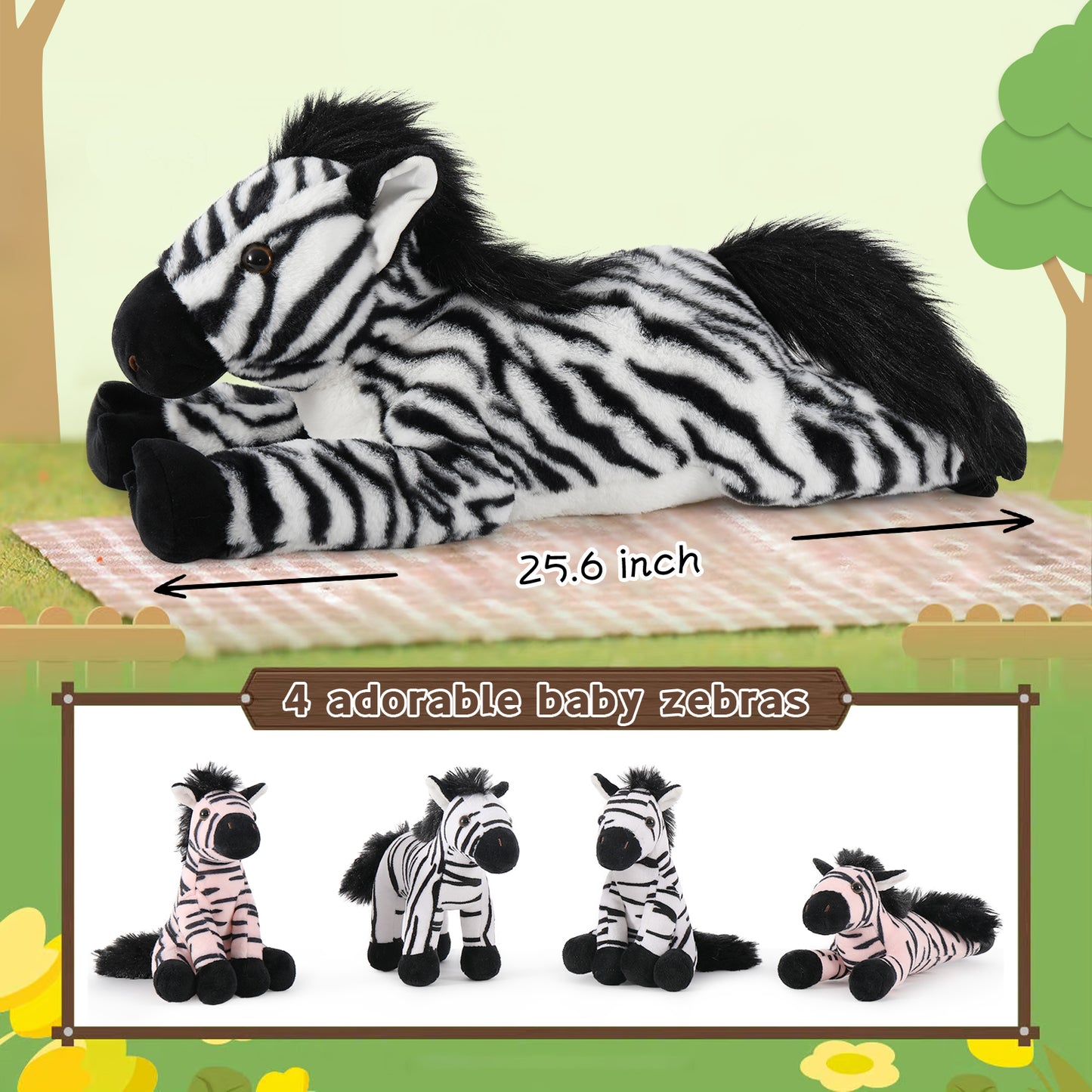 Zebra Stuffed Animal Plush Toys, 25.2 Inches - MorisMos Stuffed Animals