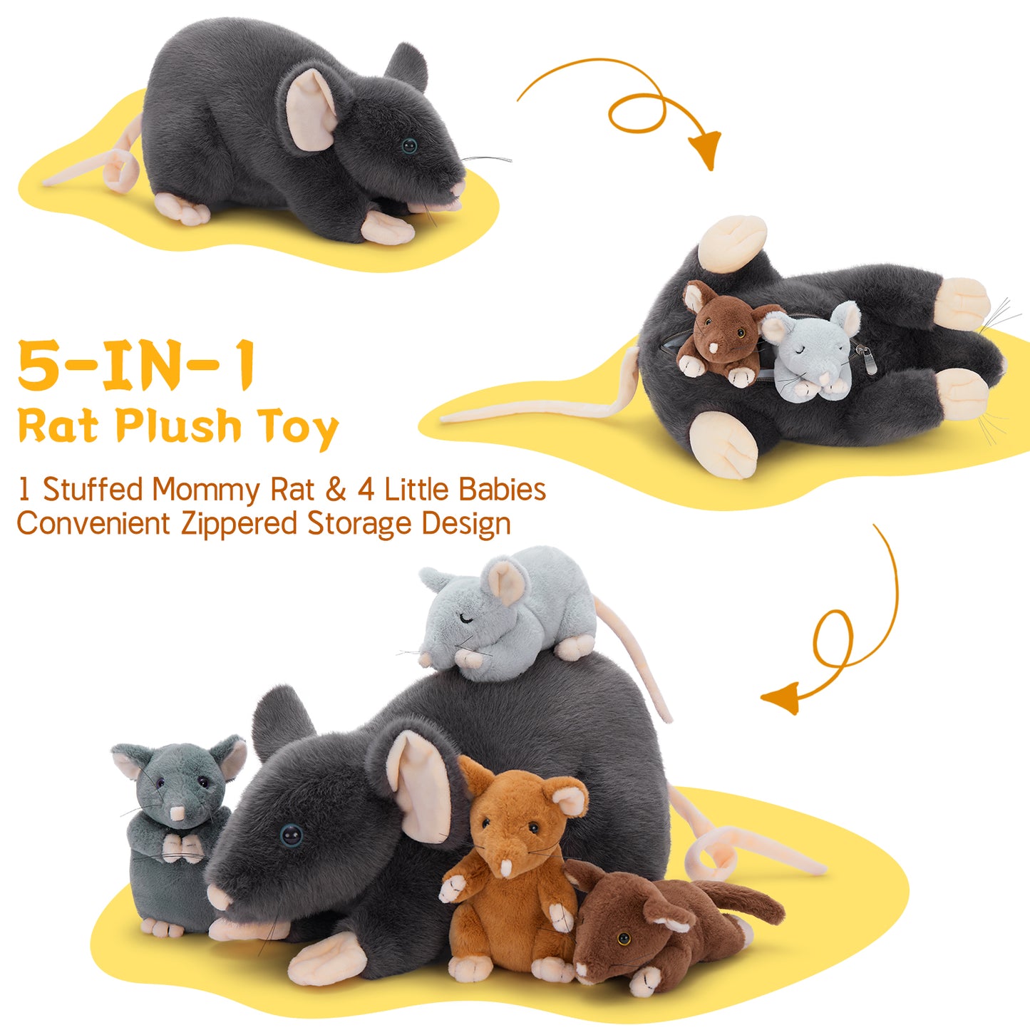 Mouse Stuffed Animals Rat Plush Toys, Dark Grey, 24 Inches - Free Shipping Worldwide