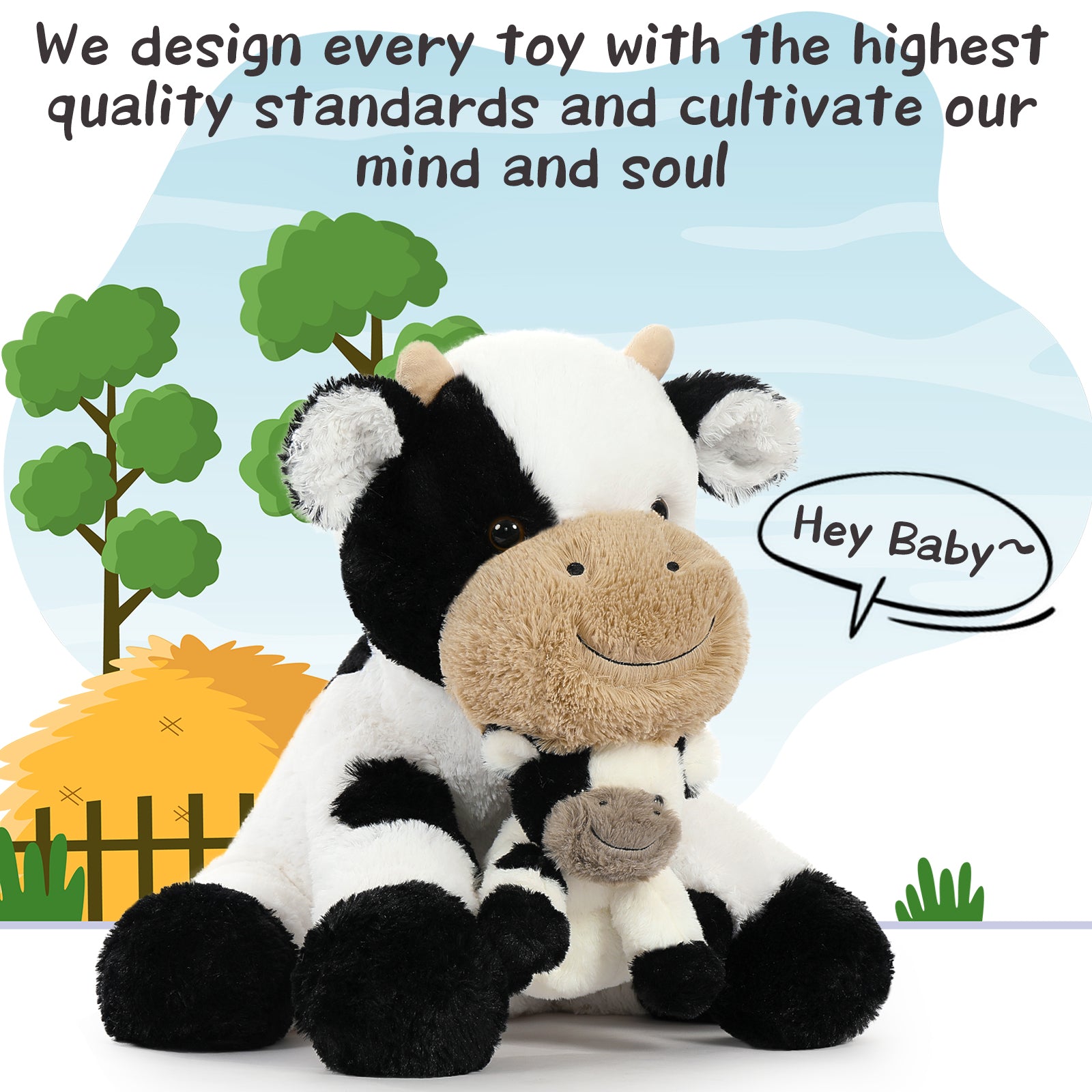 Dairy Cow Stuffed Animals Farm Plush Toys, 19.68 Inches