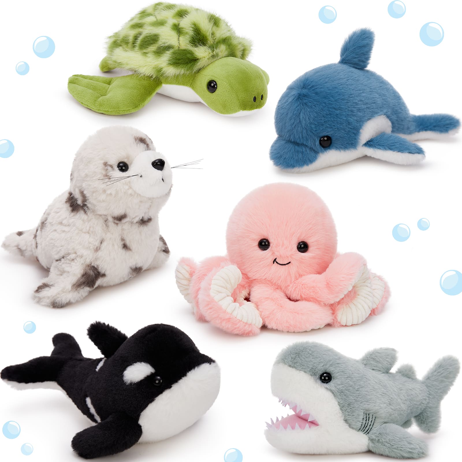 6 Pcs Ocean Stuffed Animals Sea Plush Toys, 9.8 Inches