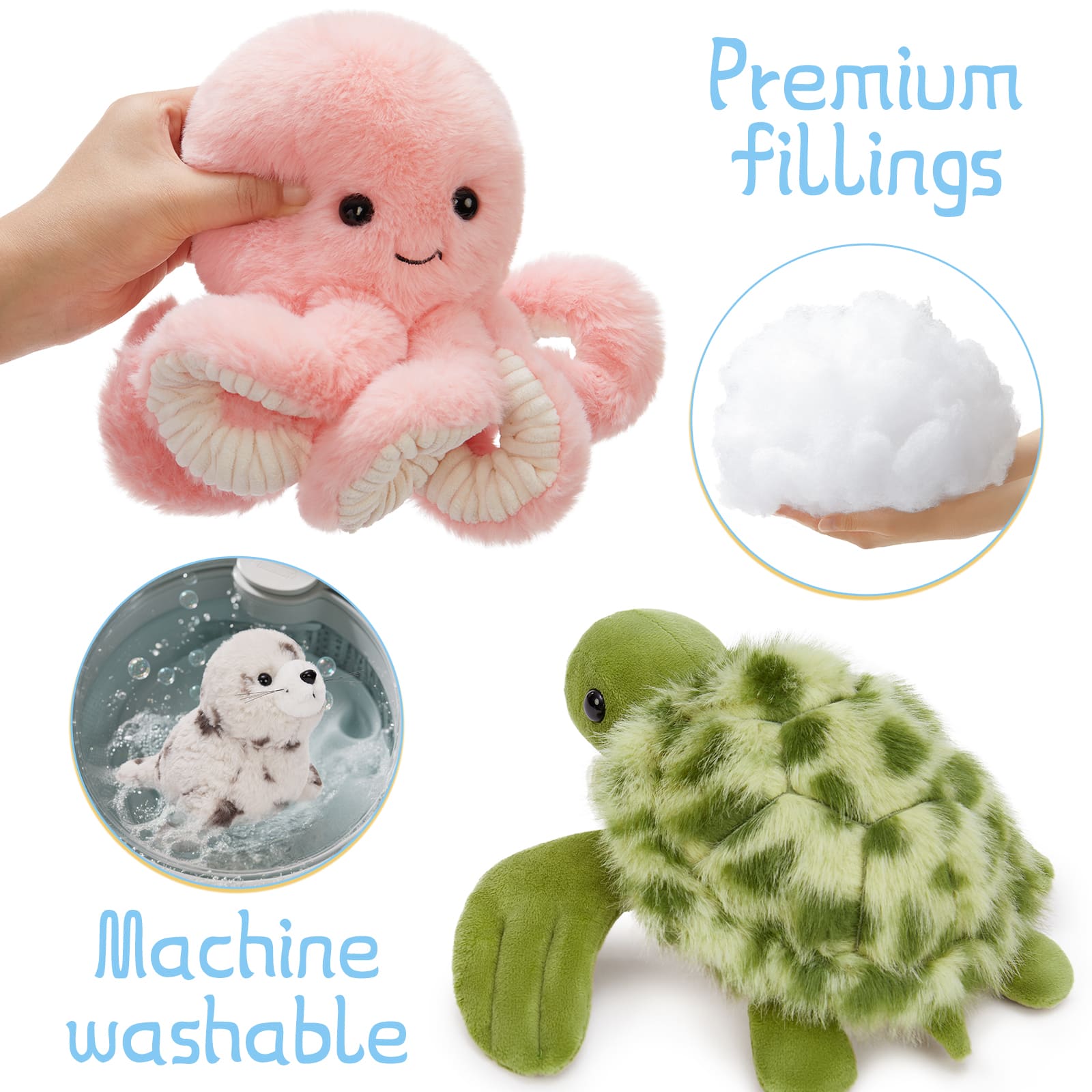 6 Pcs Ocean Stuffed Animals Sea Plush Toys, 9.8 Inches