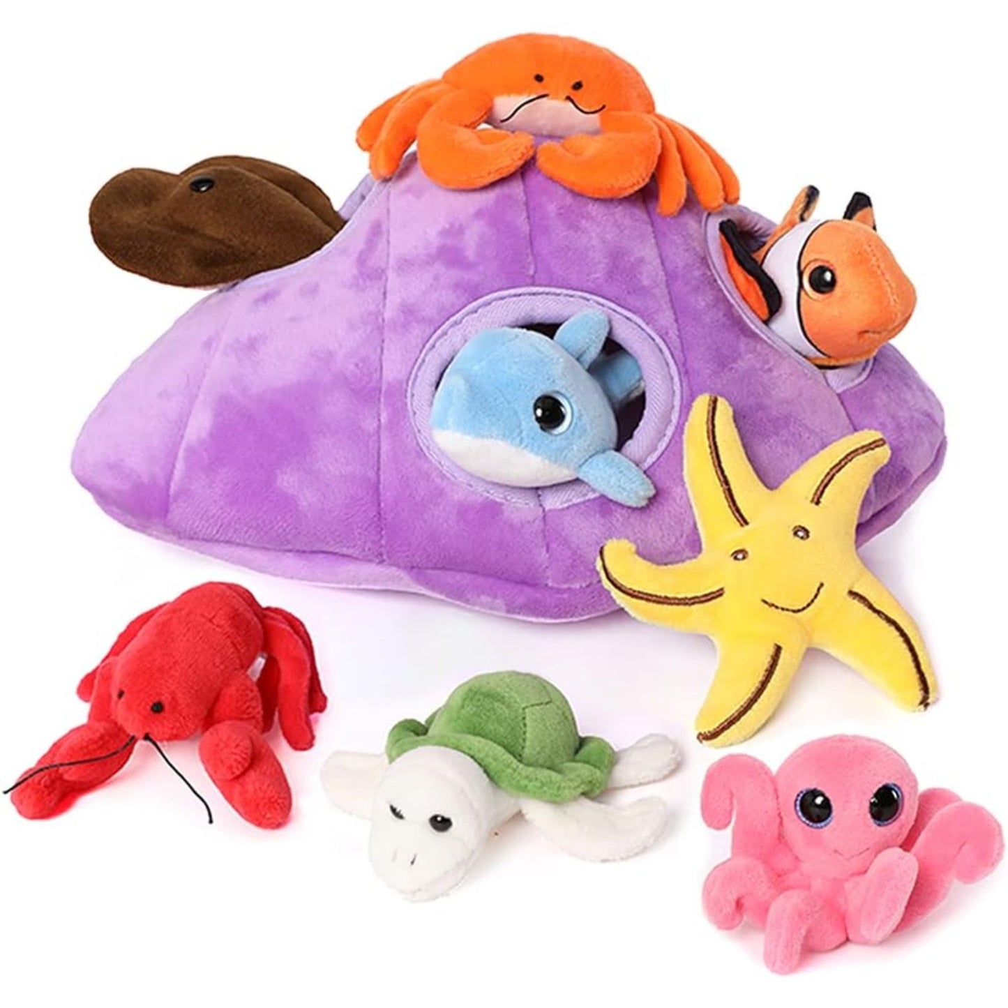 8 Piece Sea Animal Stuffed Toy Set, 11.4 Inches