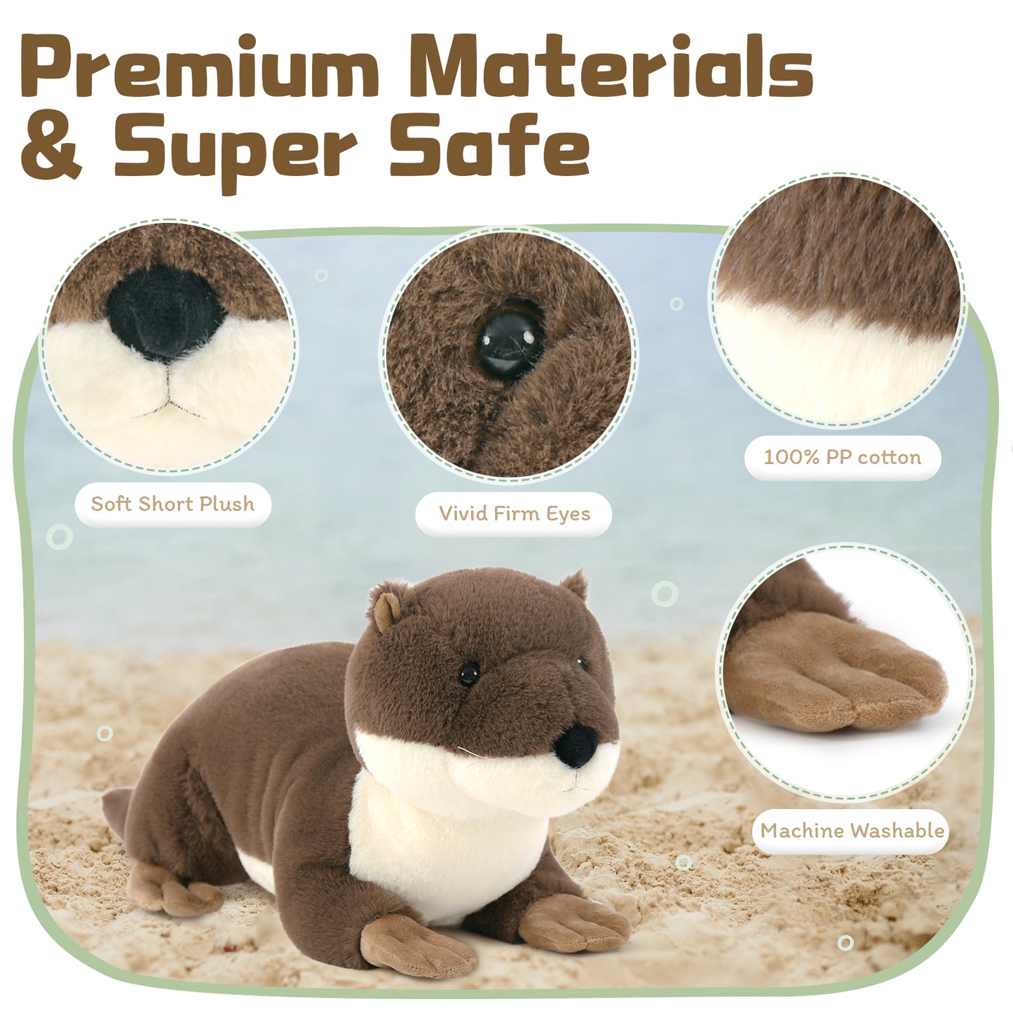 Otter Plush Toys, Dark Brown, 23.6 Inches - MorisMos Stuffed Animals