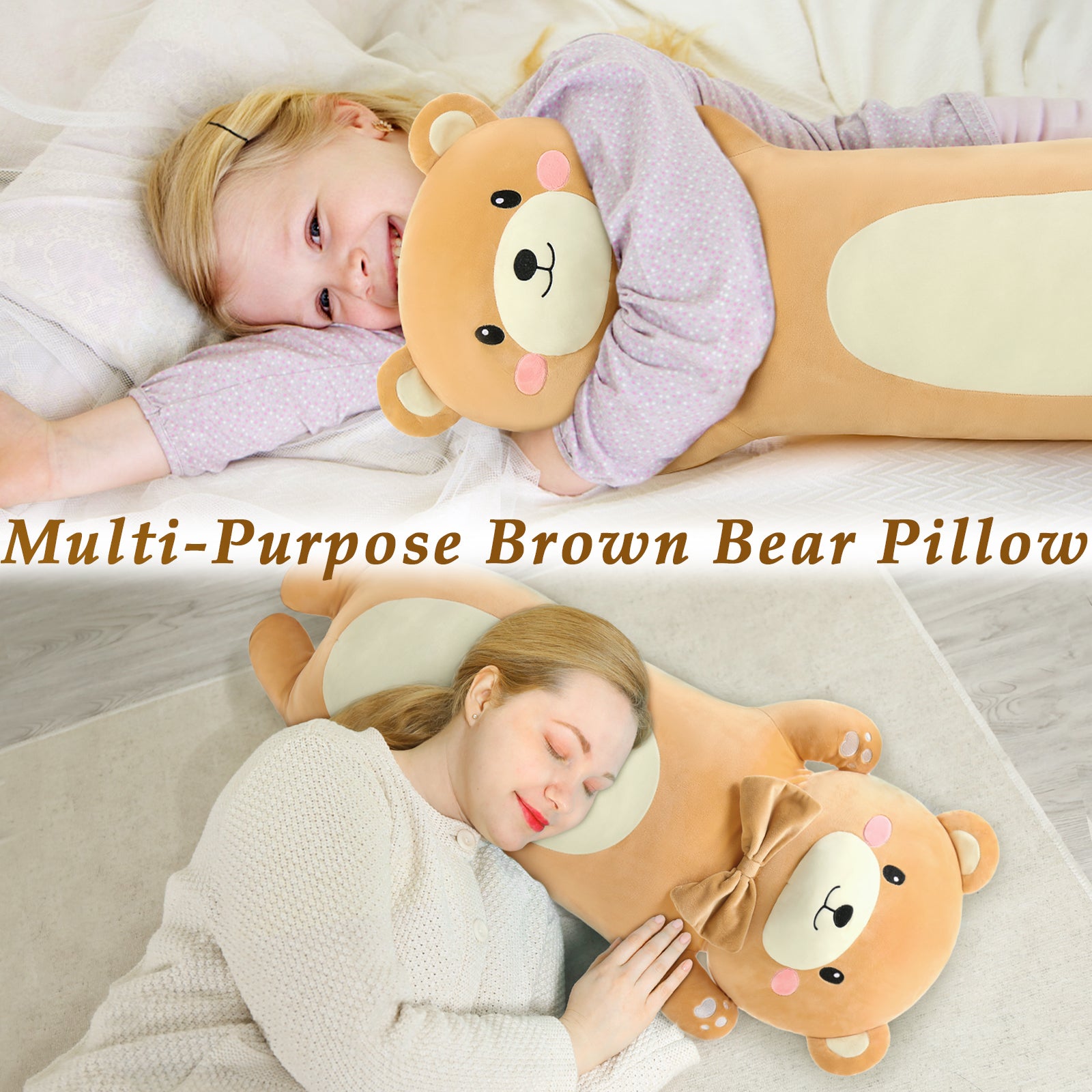 Teddy Bear Plush Toy Cartoon Long Throw Pillow 36.2 Inches Plush Toy Store