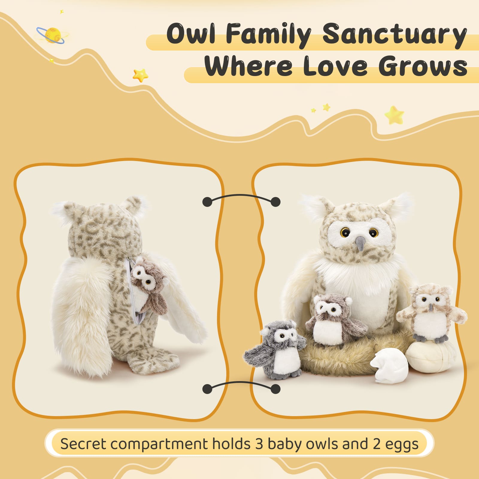 Owl Mom And Baby Stuffed Animals Set, 15.7 Inches