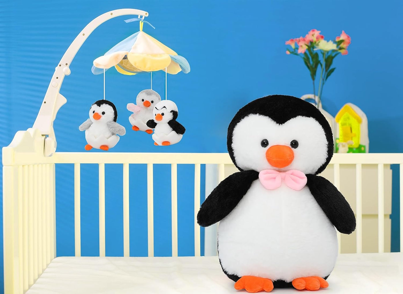 MorisMos Penguin Stuffed Animal with Baby Inside, Large Mommy Stuffed Penguin Plush Toy and 3 Baby Plush Penguins-Hanging Plush Penguin Ornaments for Keychain,Bag,Crib, Penguin Gifts for Girl Boy Kid