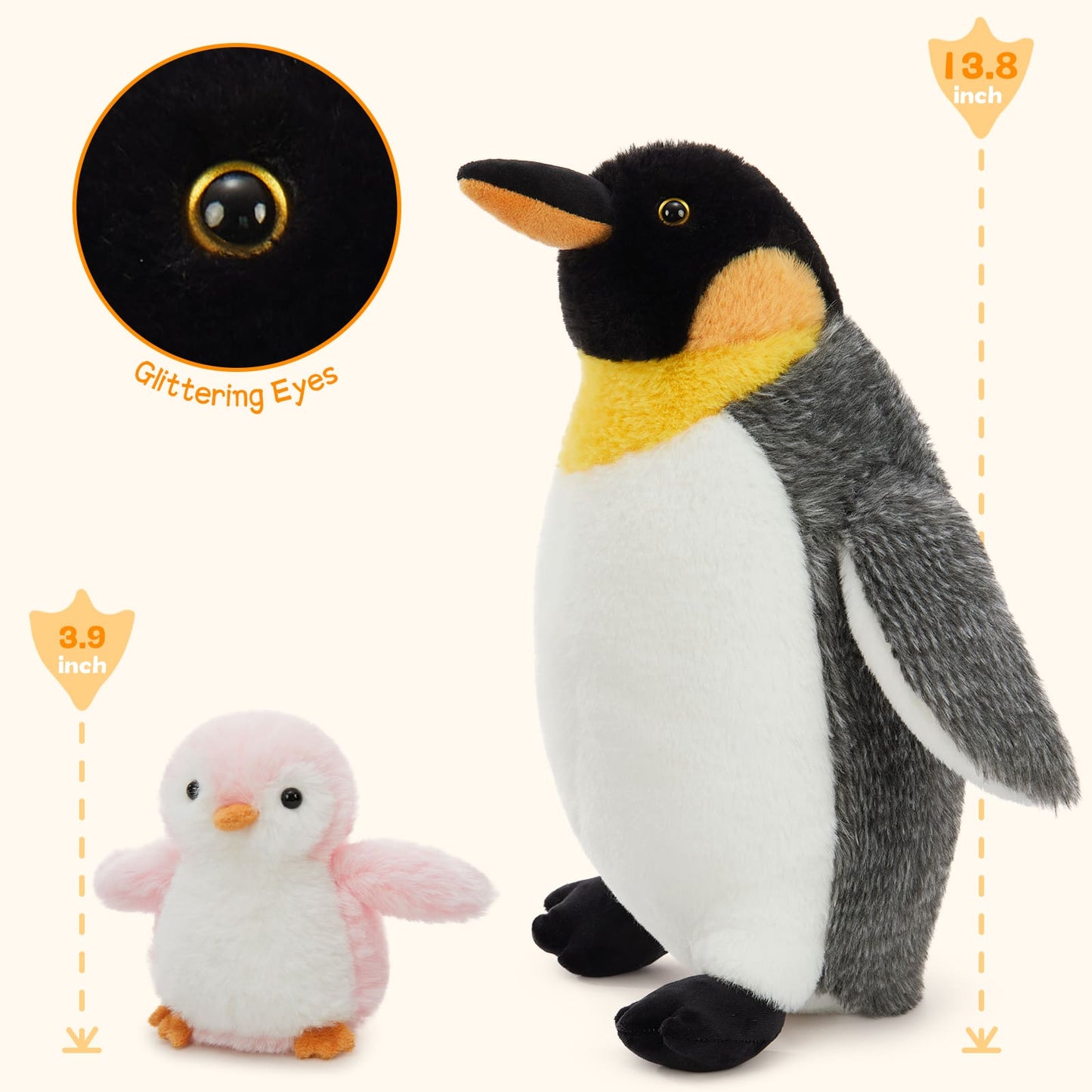 Penguin Stuffed Animals - Penguin Plush Toys - Stuffed Animal Penguin Babies with Their Mom - Penguin Stuffed Animals with Babies in the Belly - One Big Penguin with Three Penguin Babies