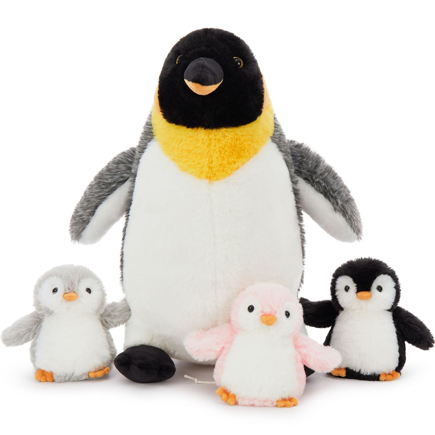 Penguin Stuffed Animals - Penguin Plush Toys - Stuffed Animal Penguin Babies with Their Mom - Penguin Stuffed Animals with Babies in the Belly - One Big Penguin with Three Penguin Babies