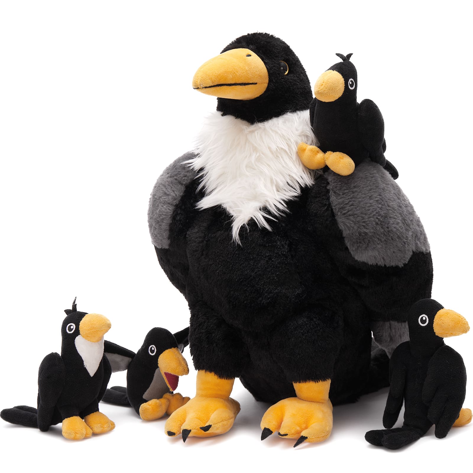 Pied Crow Stuffed Animals Raven Plush Toys, Black, 25.6 Inches