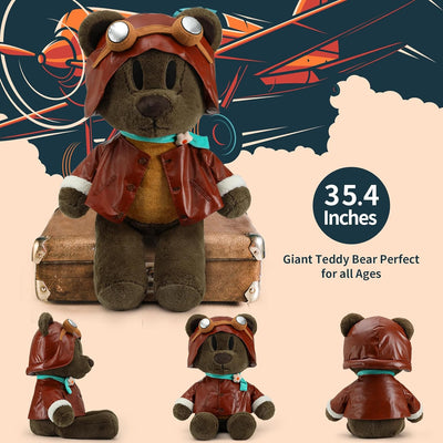 Pilot Teddy Bear Stuffed Toy, 35 Inches