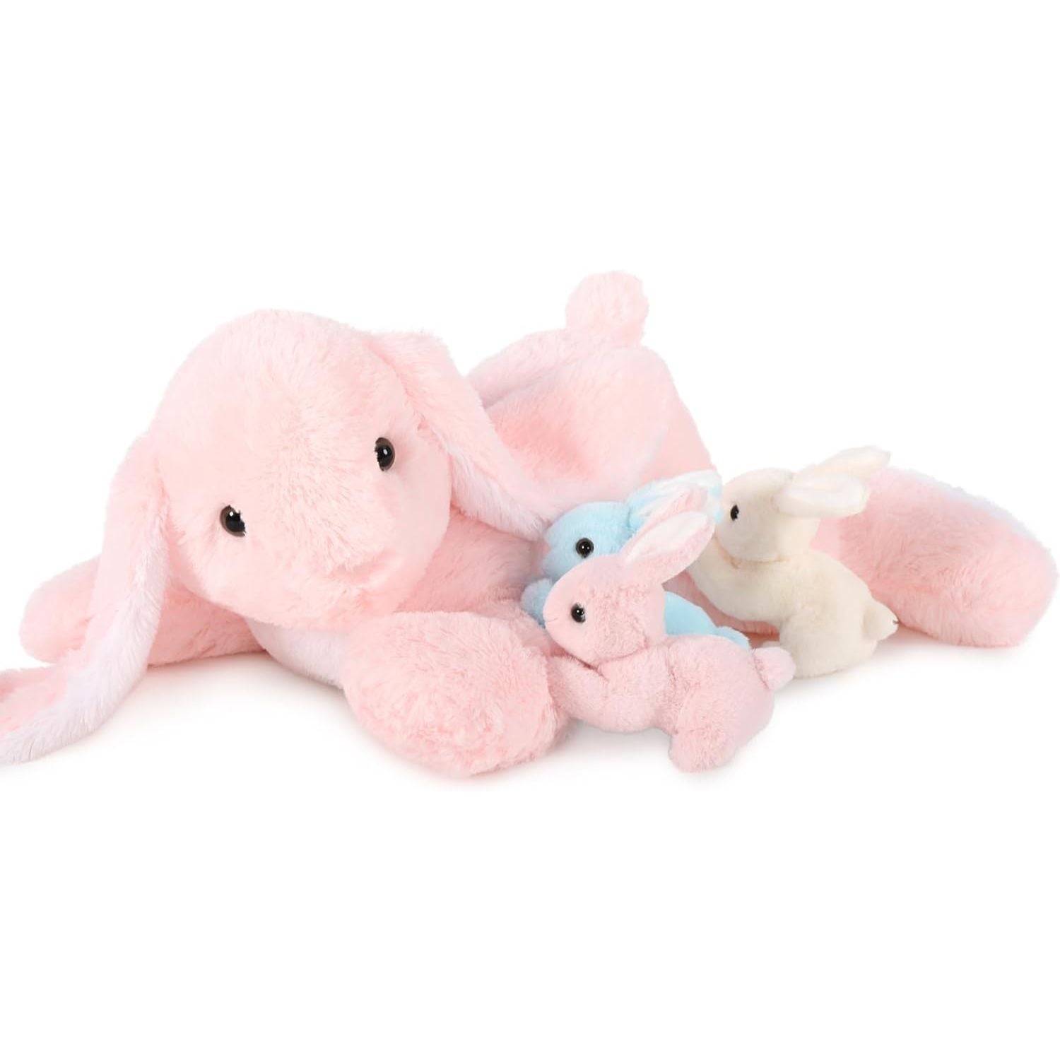 Bunny Stuffed Animal Toy Set, Pink/Grey, 24 Inches