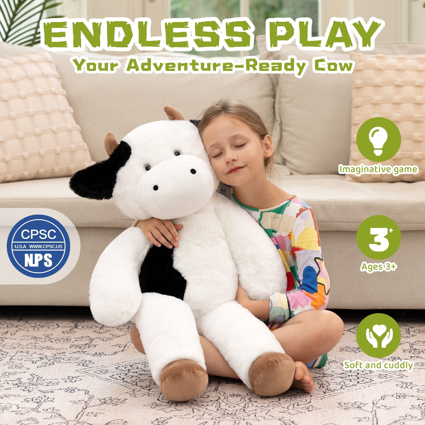 Dairy Cow Plush Toys - Farm Stuffed Animals - Farm Theme Decorations - Party Favors - Squishy Animal Cartoon Plush Pillows - Free Shipping