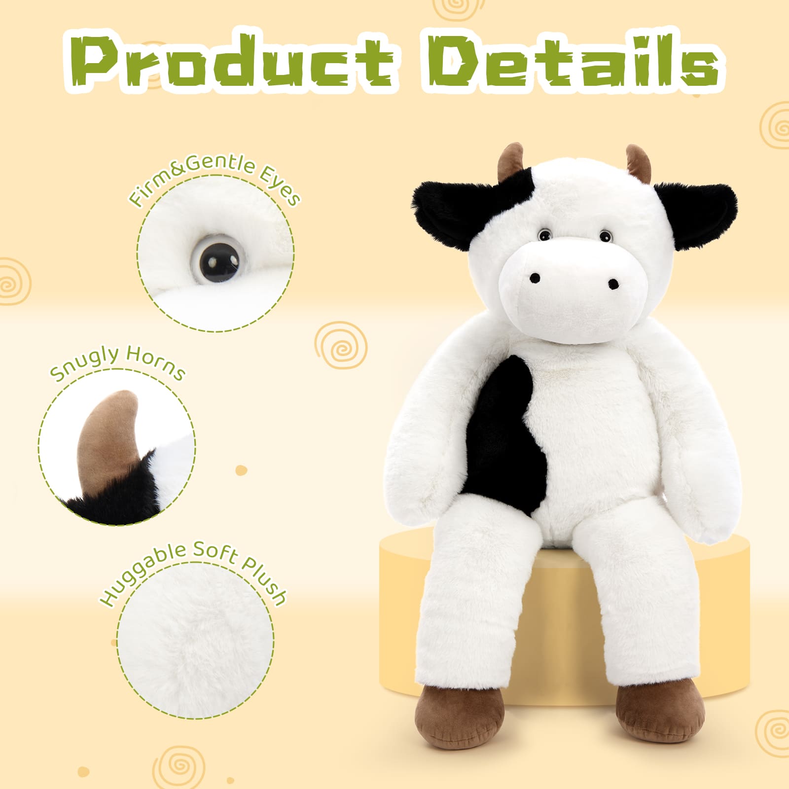 Dairy Cow Plush Toys Farm Stuffed Animals,  31.5 Inches