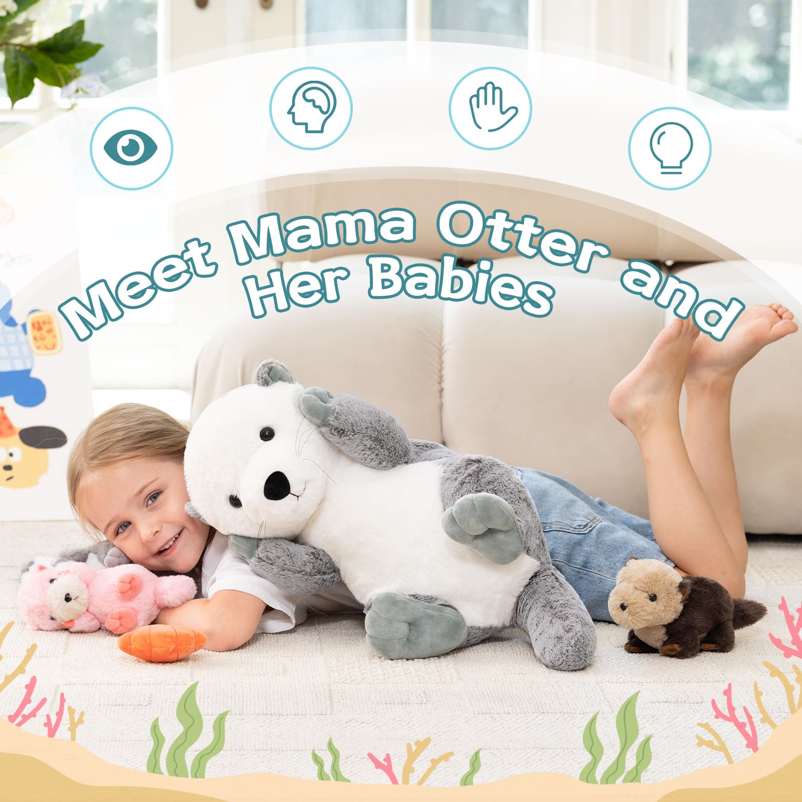 River Otter Stuffed Animals, Dark Brown/Grey, 23.6 Inches