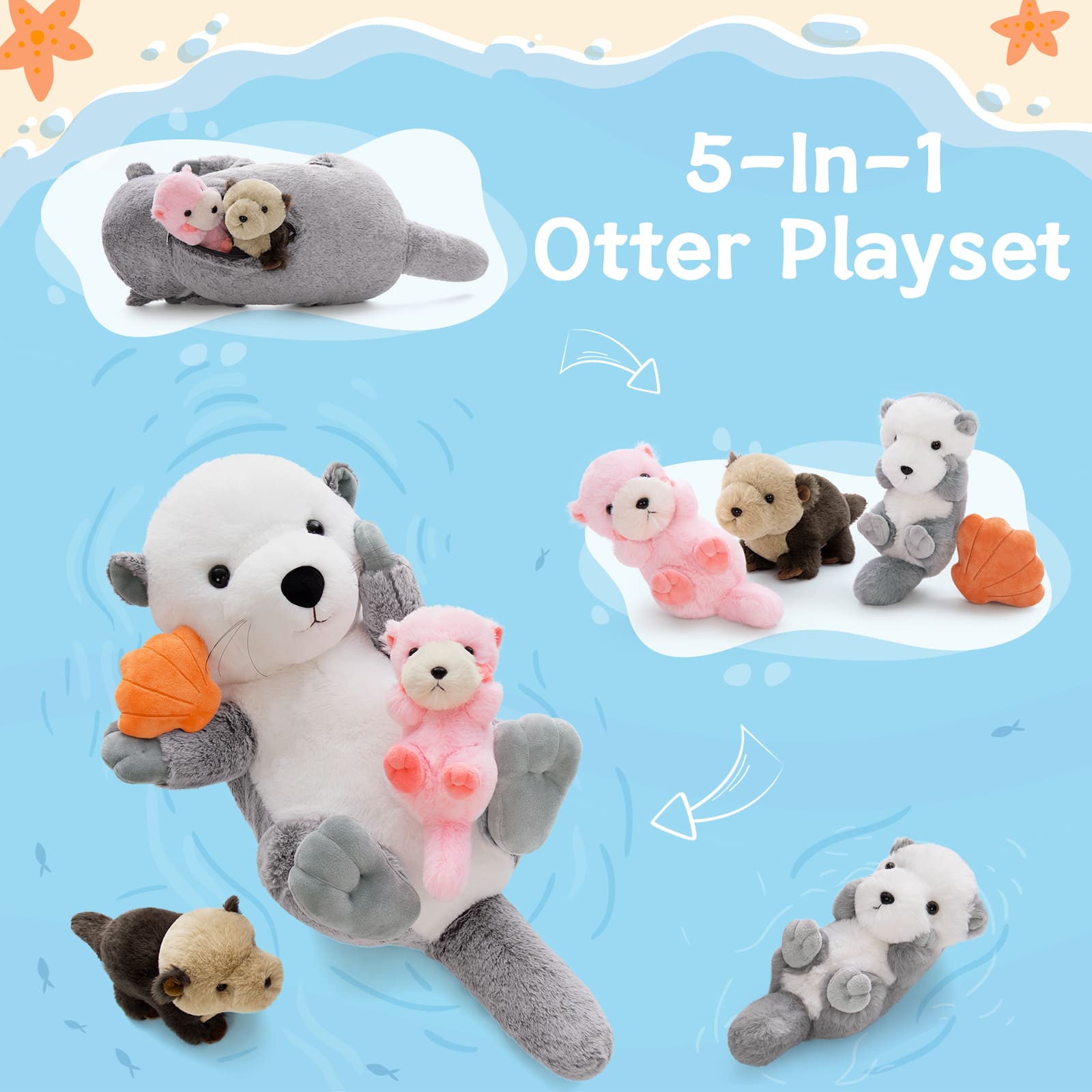 River Otter Stuffed Animals, Dark Brown/Grey, 23.6 Inches