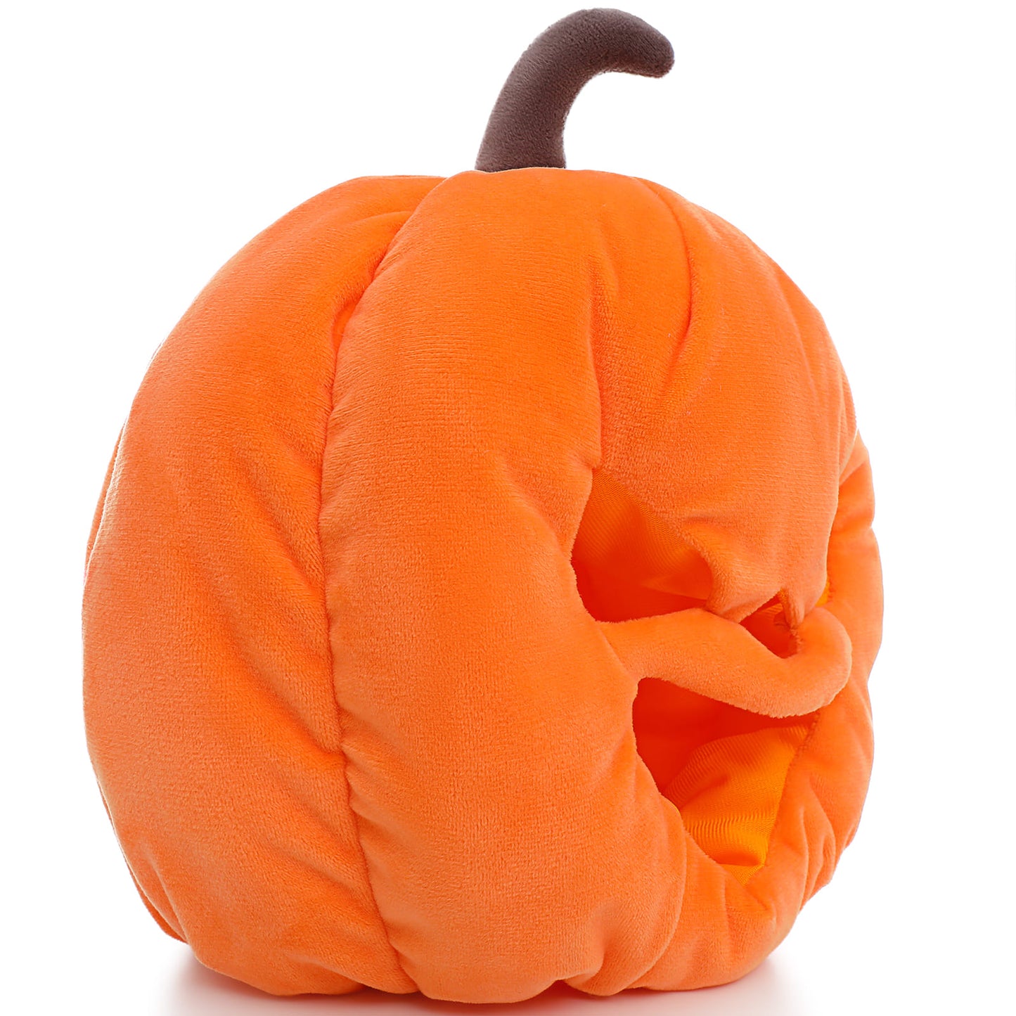 Pumpkin Plush Head Cover Halloween Head Mask, Orange, 11.8 Inches