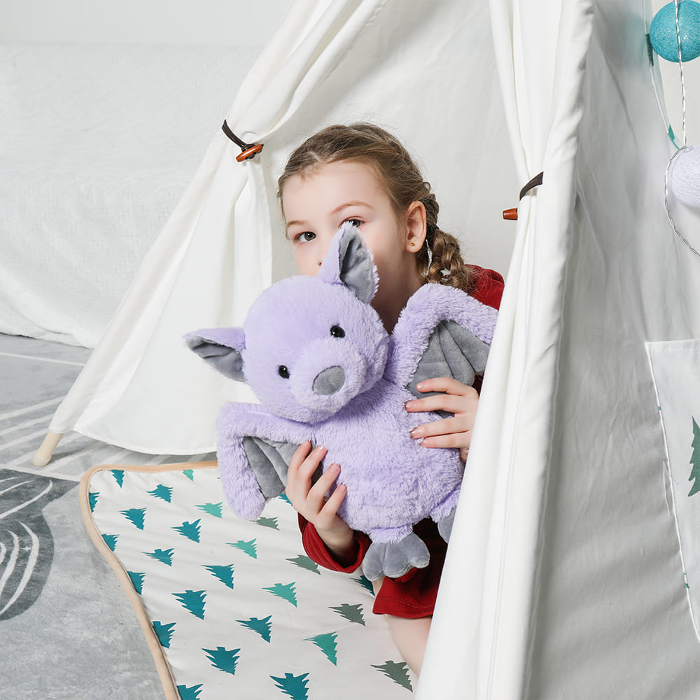Bat Stuffed Animal Toy, Blue/Pink/Grey, 14 Inches