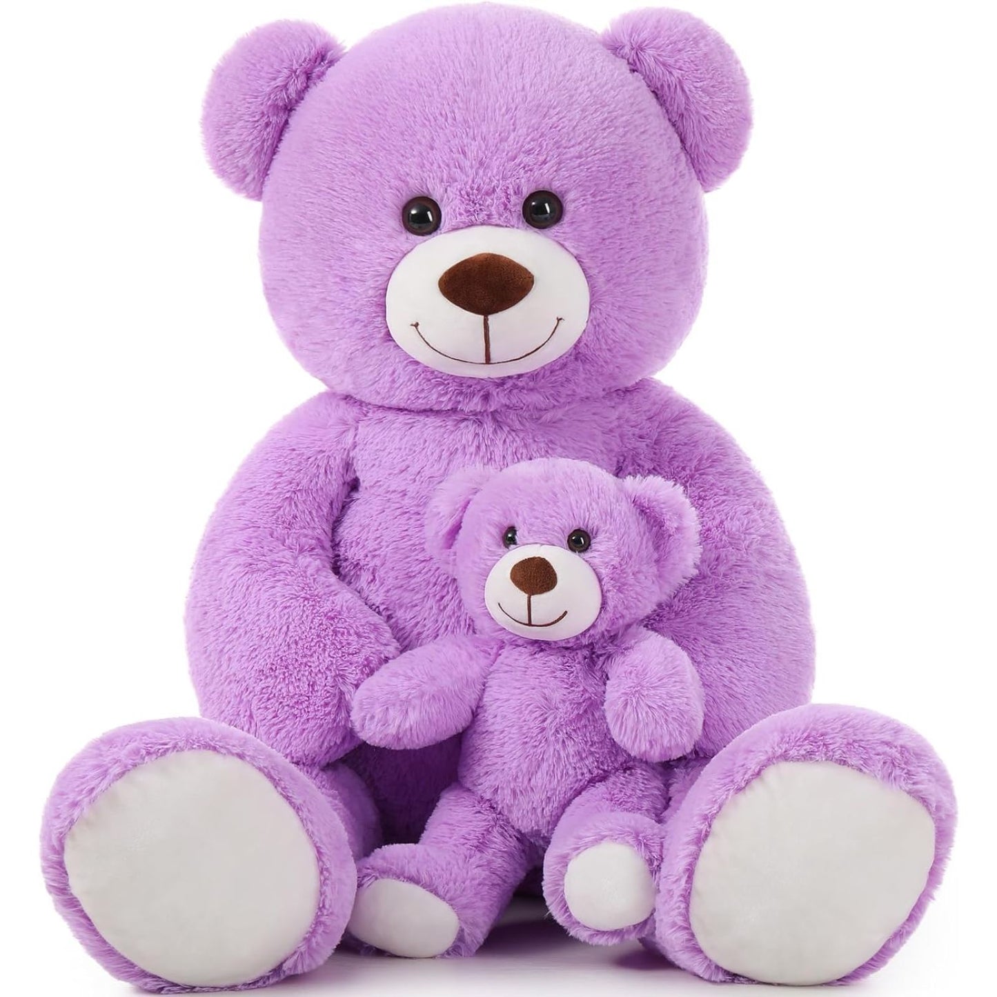 Purple Teddy Bear Plush Toys - Happy Smiling Face Pluffy Teddy Bear - 39-inch Teddy Bear Stuffed Animals - Teddy Bear Theme Baby Shower - Cute Teddy Bear Plush Dolls - Valentine's Day Teddy Bears&Gifts - Anniversary Gift for Wife/Husband - Vday Gift for Girlfriend/Boyfriend - Stuffed Animal Bear Babies with Their Mom