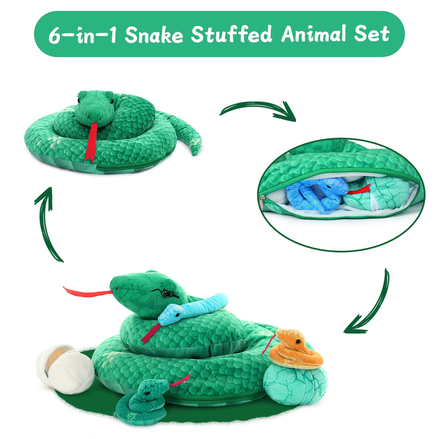 Realistic Snake Plush Toys, 55 Inches - MorisMos Safari Stuffed Animals - Free Shipping