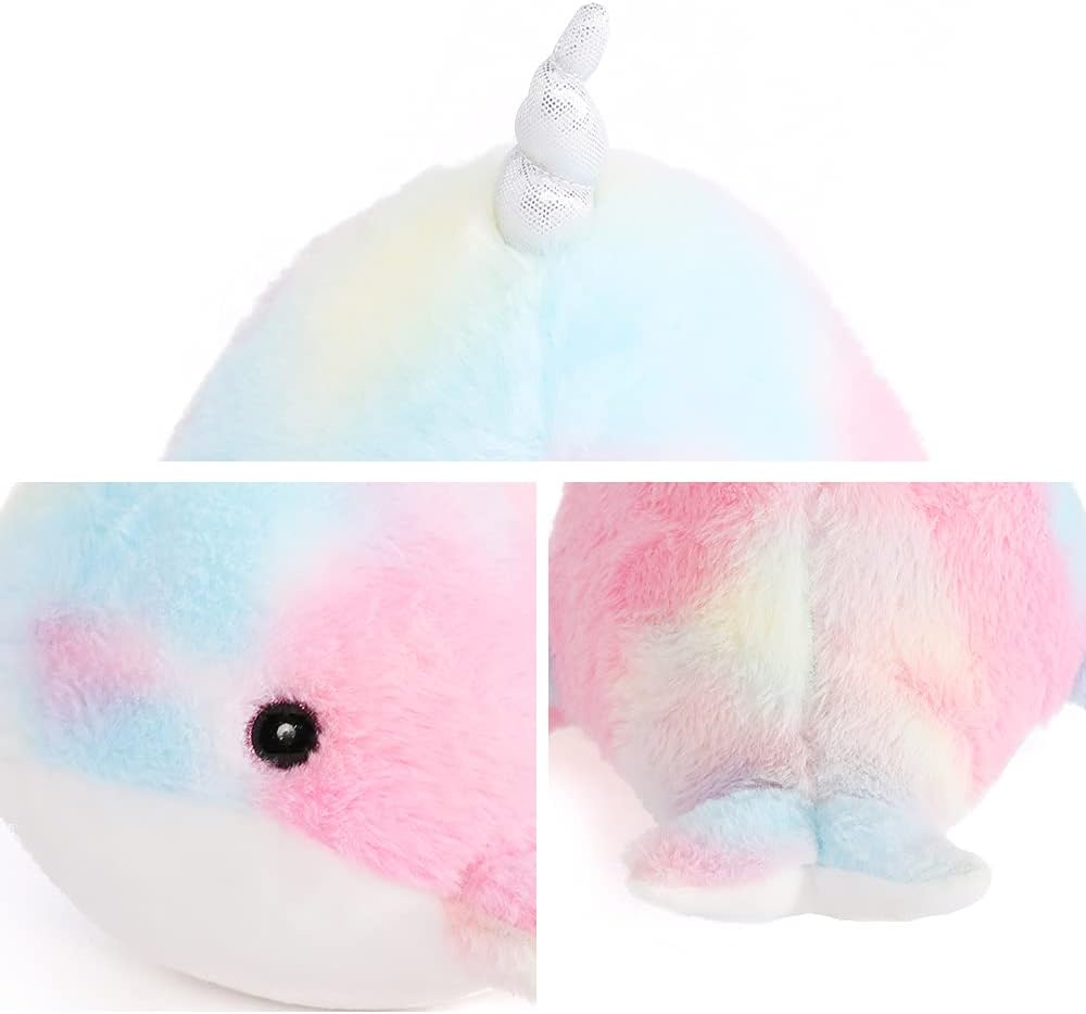 Rainbow Narwhal Stuffed Animal Toy, 11 Inches