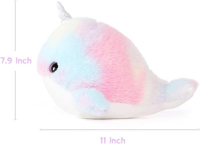 Rainbow Narwhal Stuffed Animal Toy, 11 Inches