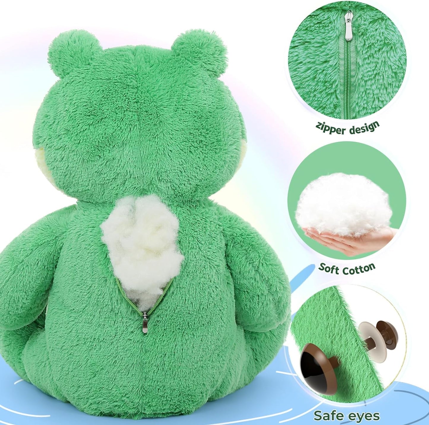 Realistic Large Frog Plush Toys - Green Frog Stuffed Animals 27 Inches - Cute Cartoon Frog Plush Pillows for Kids - Birthday/Christmas Gift for Kids Teens Adults