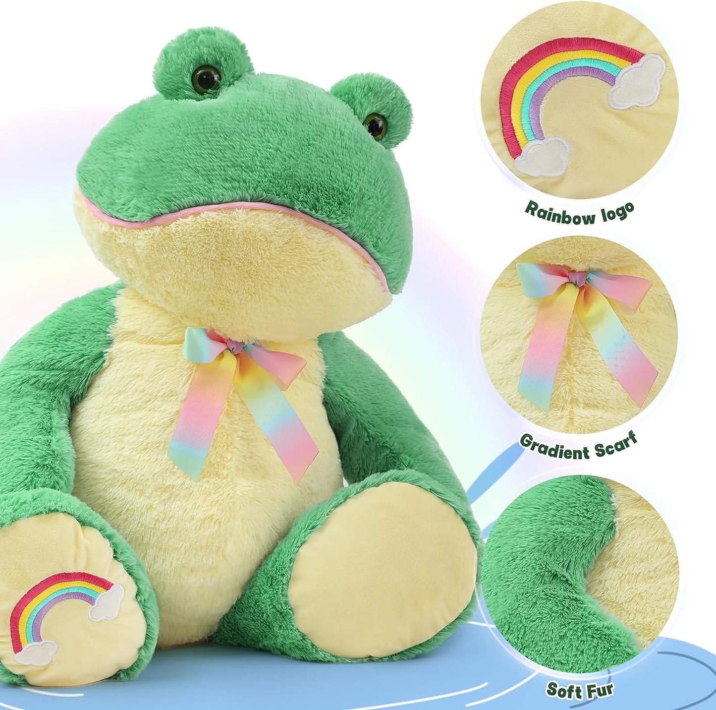 Realistic Large Frog Plush Toys - Green Frog Stuffed Animals 27 Inches - Cute Cartoon Frog Plush Pillows for Kids - Birthday/Christmas Gift for Kids Teens Adults