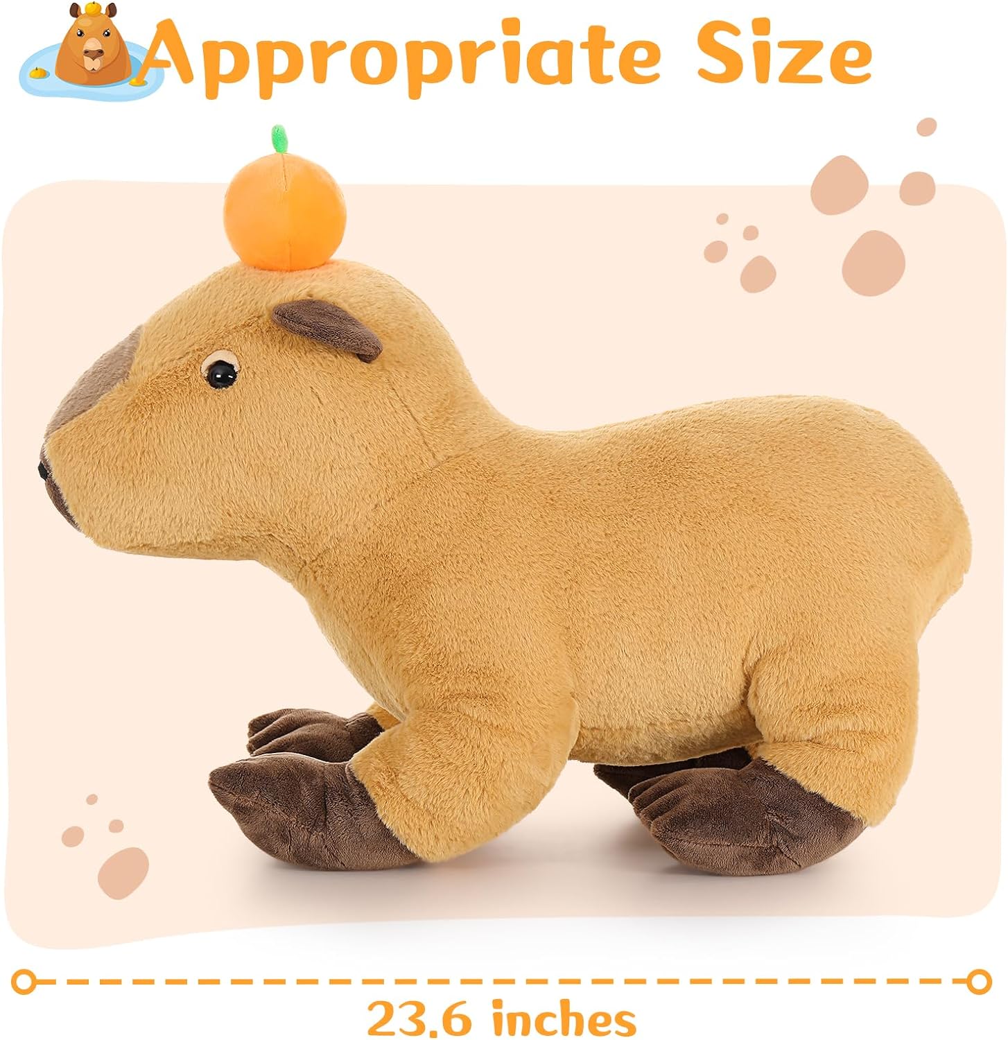 Capybara Peluche, Marron clair, 23,6 pouces