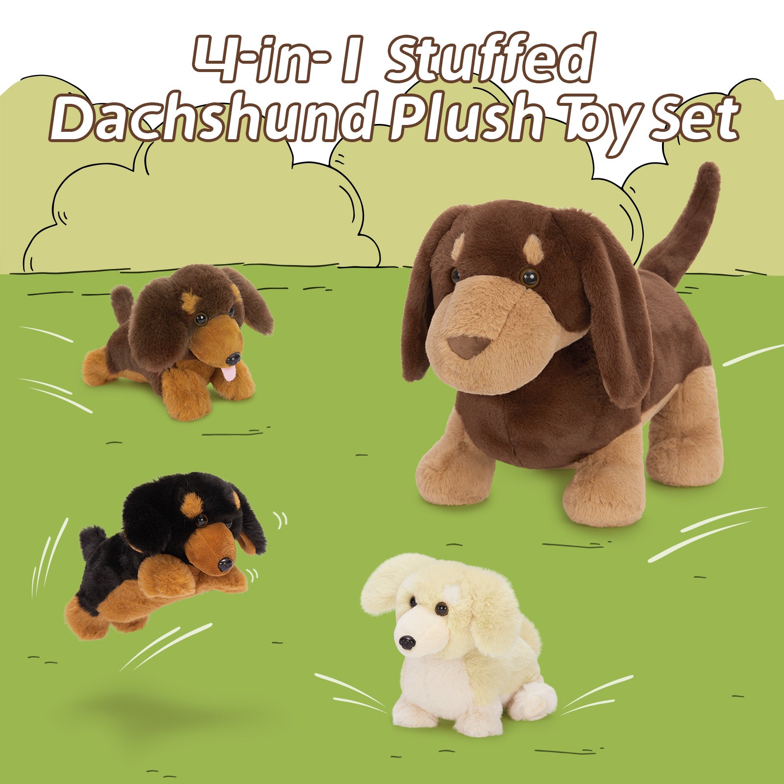 Dachshund Stuffed Animals Dog Plush Toys, Brown, 18 Inches