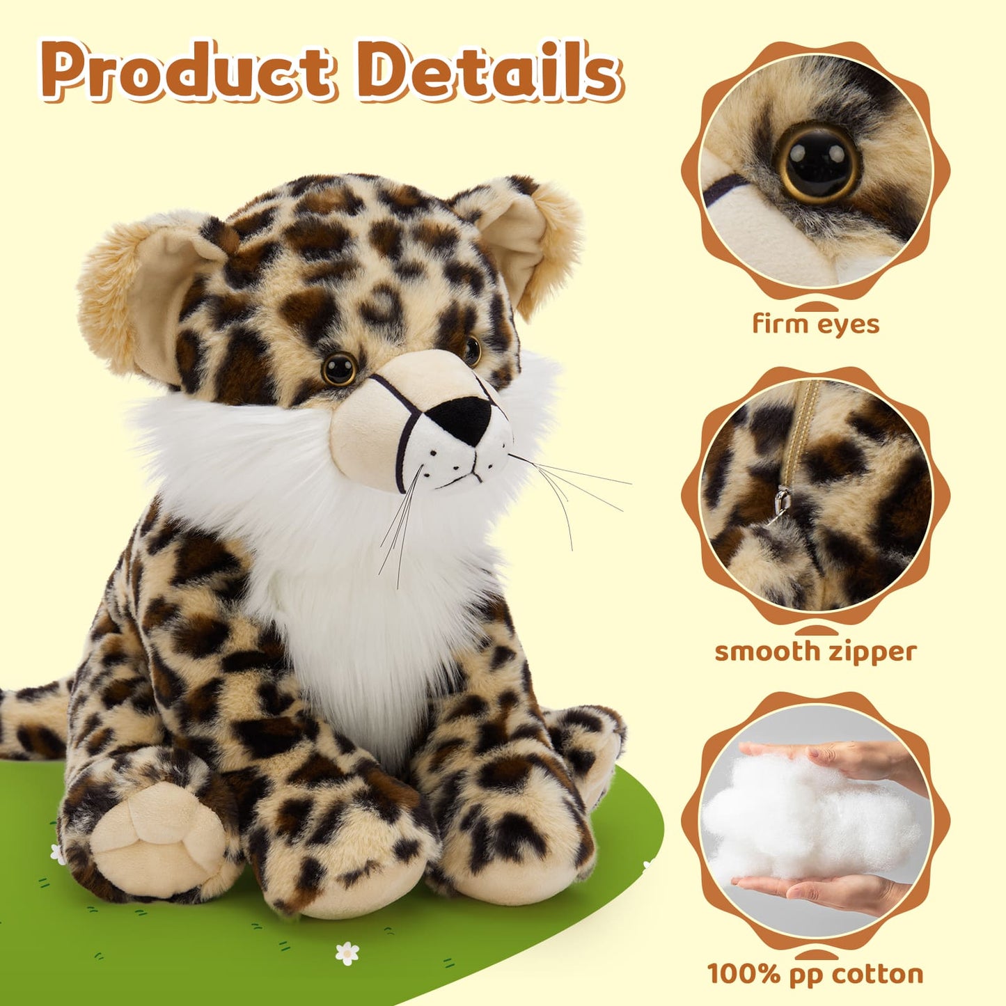 Leopard Stuffed Animals with Babies inside the Belly - One Big Panther with Four Panther Baby Plush Toy Assortment - Jungle Safari Stuffies for Children Teen Adults - Jungle Safari Party Favors