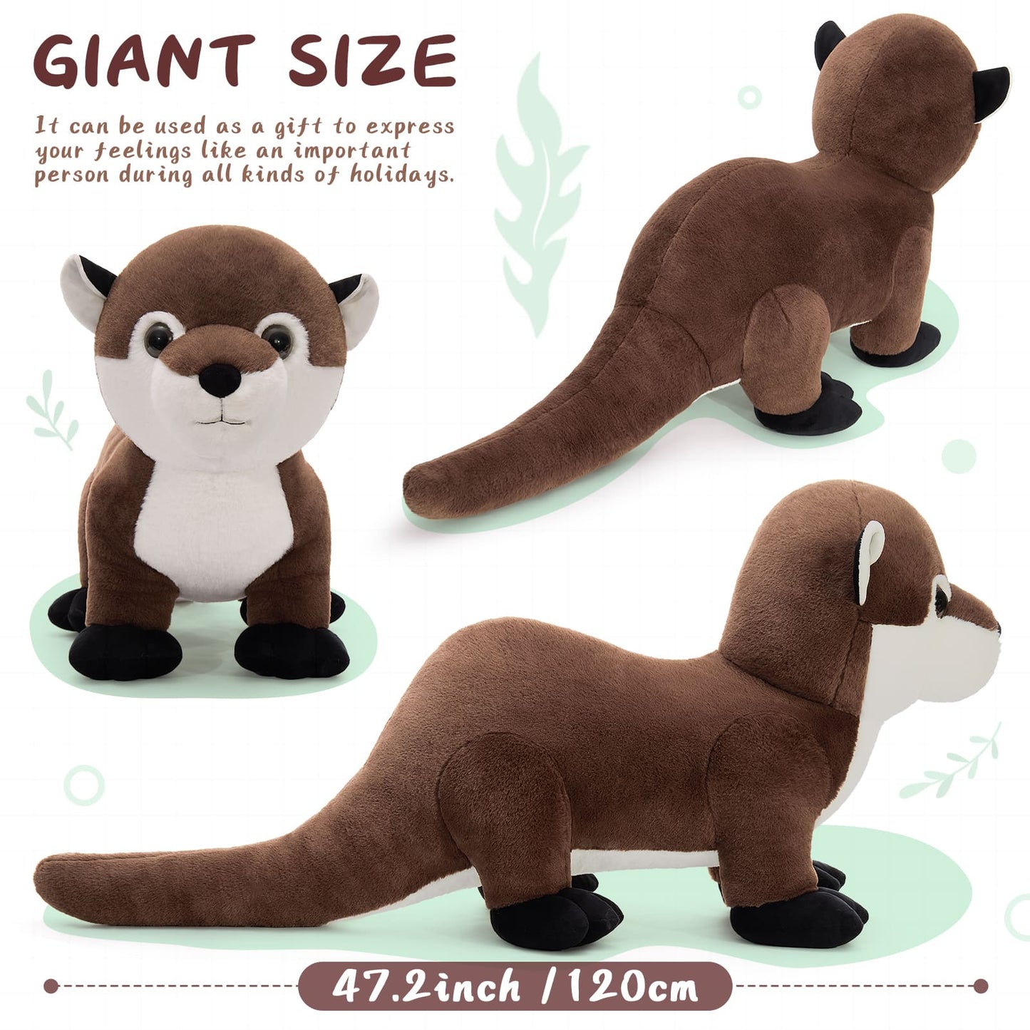 Realistic Giant Otter Stuffed Animals - Dark Brown River Otter Plush Toys - Lifelike Details - Cute Cartoon Otter Plush Dolls for Kids - Realistic Sea Otters Toys - Birthday/Christmas/Baby Shower Gift for Toddlers/Kids/Teens - MorisMos Stuffed Animals