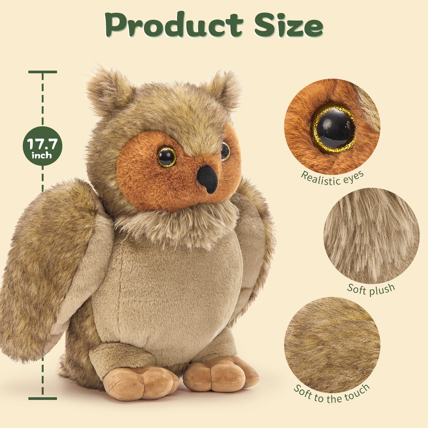 Lifelike Owl Stuffed Animals - Stuffed Animal Babies with Their Mom - Stuffed Animals with Babies in the Belly - Realistic Owl Plush Toys - MorisMos Stuffed Animals - Adorable Plushie Companions