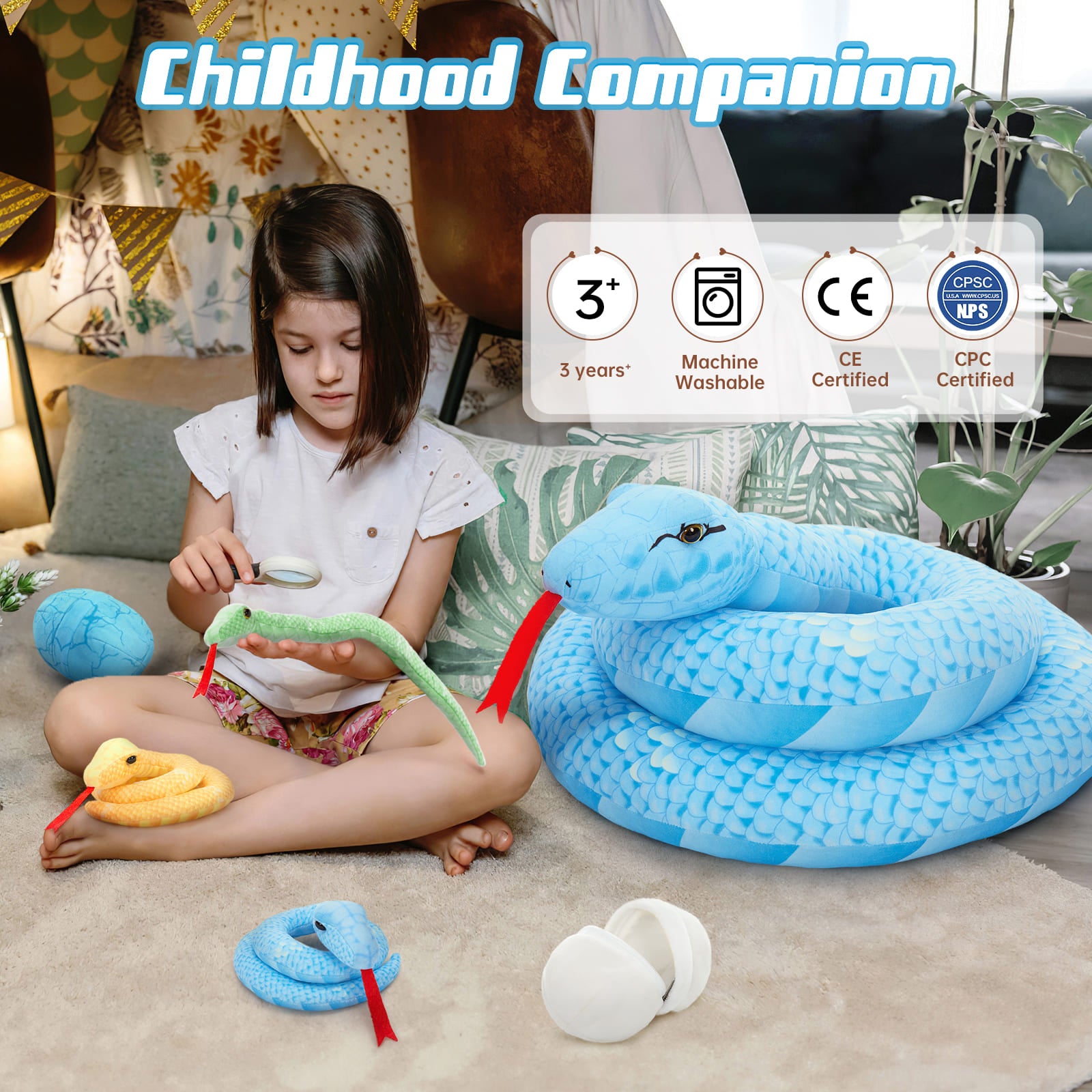 Realistic Snake Plush Toys Safari Stuffed Animals, 55 Inches