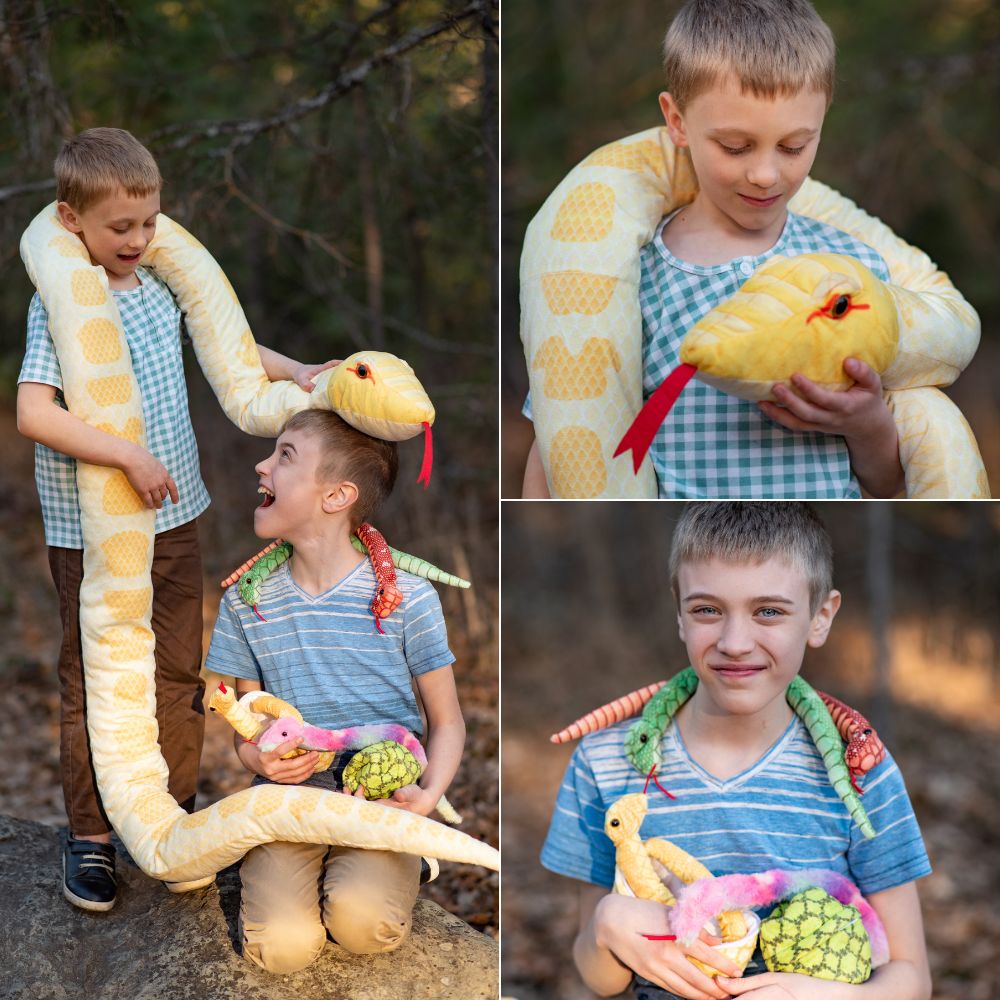 Snake Stuffed Animal Toy Set, Green/Yellow/Red/Pink/Brown, 79/118 Inches