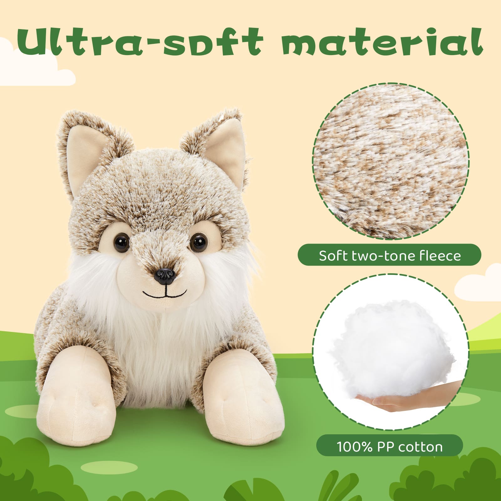 Lifelike Wolf Stuffed Animals Jungle Plush Toys, 30 Inches