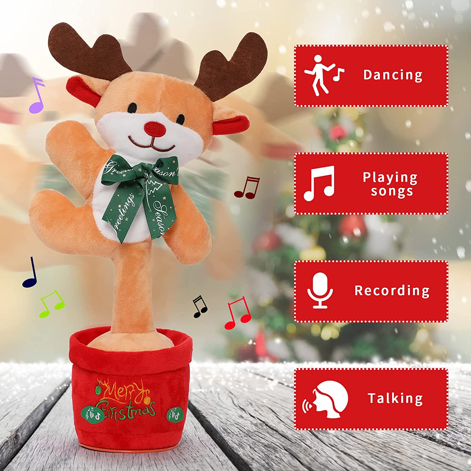 Reindeer Dancing Plush Toy, 13.7 Inches
