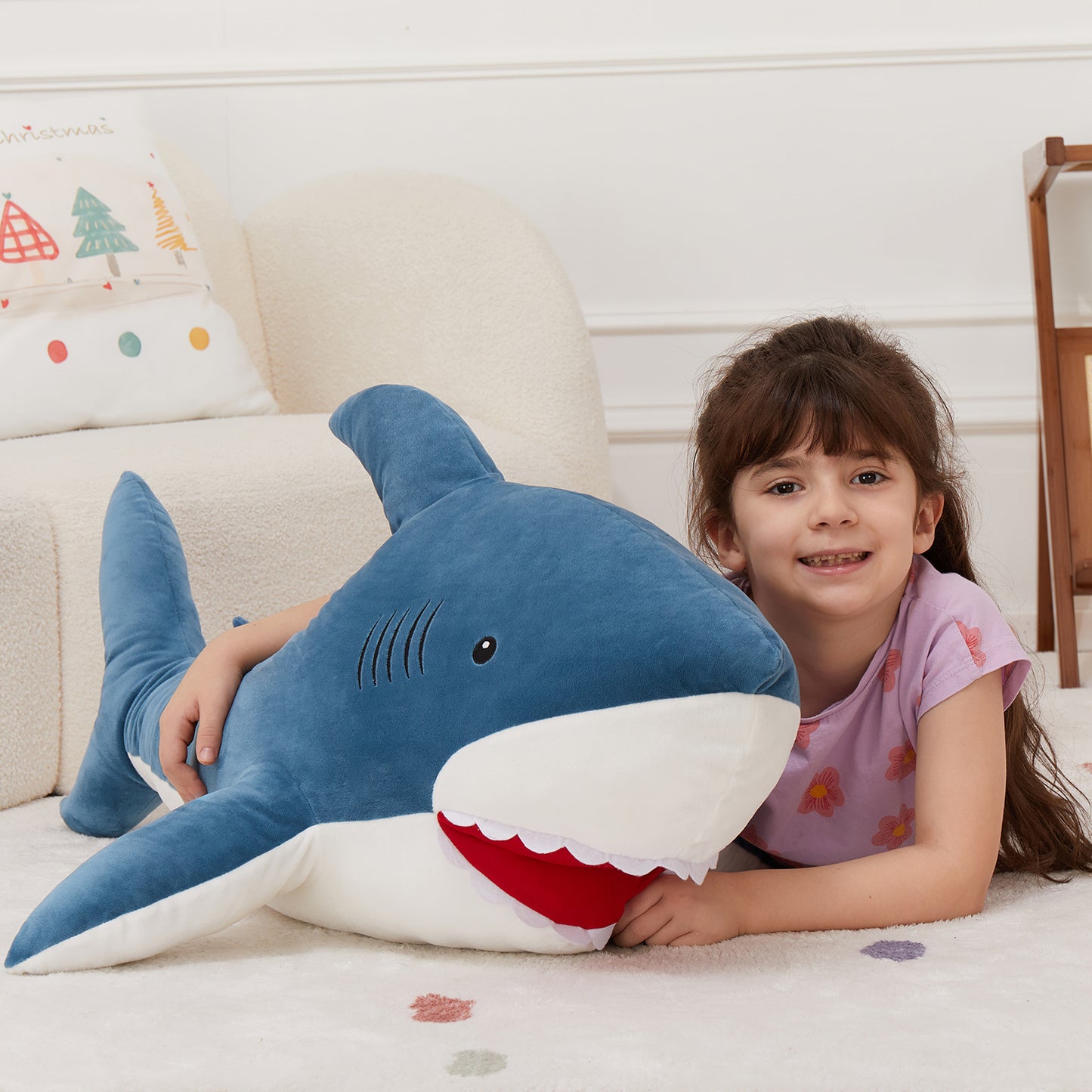 Shark Plush Toys Ocean Stuffed Animals, Pink/Blue/Grey, 39 Inches