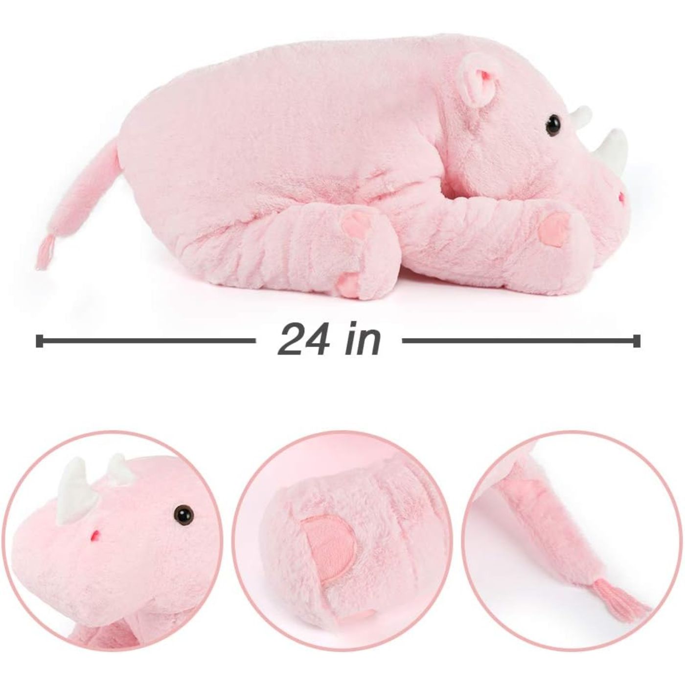 Rhino Plush Toy, Pink, 24 Inches - MorisMos Stuffed Animal Toys