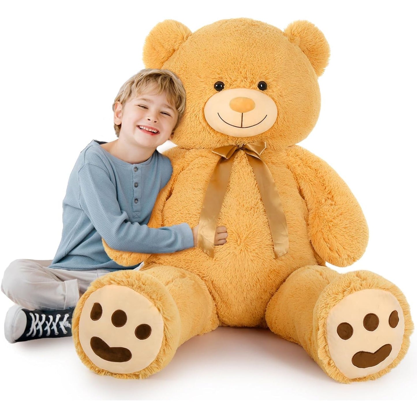 Giant Brown Teddy Bear Plush Toys - 5 Feet Teddy Bear Stuffed Animals -  150 CM Teddy Bear Plushies - Valentine's Day Gift for Girlfriend/Boyfriend - Romantic Confession/Propose Marriage Gift Ideas - Anniversary Gift for Wife/Husband - Teddy Bear Theme Baby Shower - MorisMos Stuffed Animals