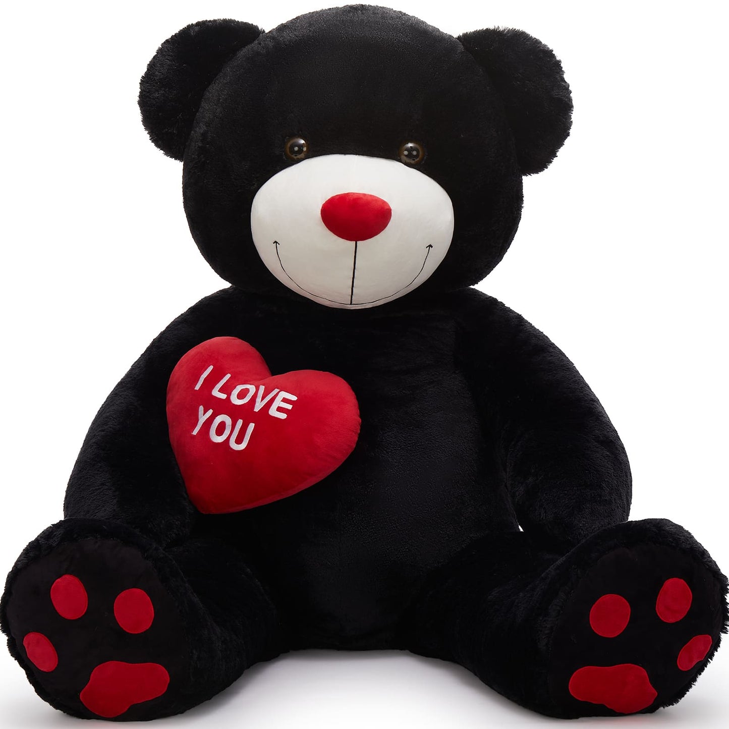 Giant 180 CM Black Teddy Bear Plush Toys - 6 Feet Teddy Bear Stuffed Animals - Teddy Bear Plush with ' I Love You ' Heart - Valentine's Day Gift for Girlfriend/Boyfriend - Romantic Confession/Propose Marriage Gift Ideas - Anniversary Gift for Wife/Husband - Teddy Bear Theme Baby Shower