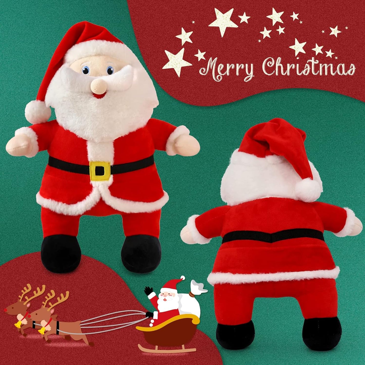 MorisMos Santa Claus Plush Toys - 15 Inches Stuffed Santa Claus - Santa Plush Pillows - Christmas Decorative Ornaments/Gifts - Free Shipping