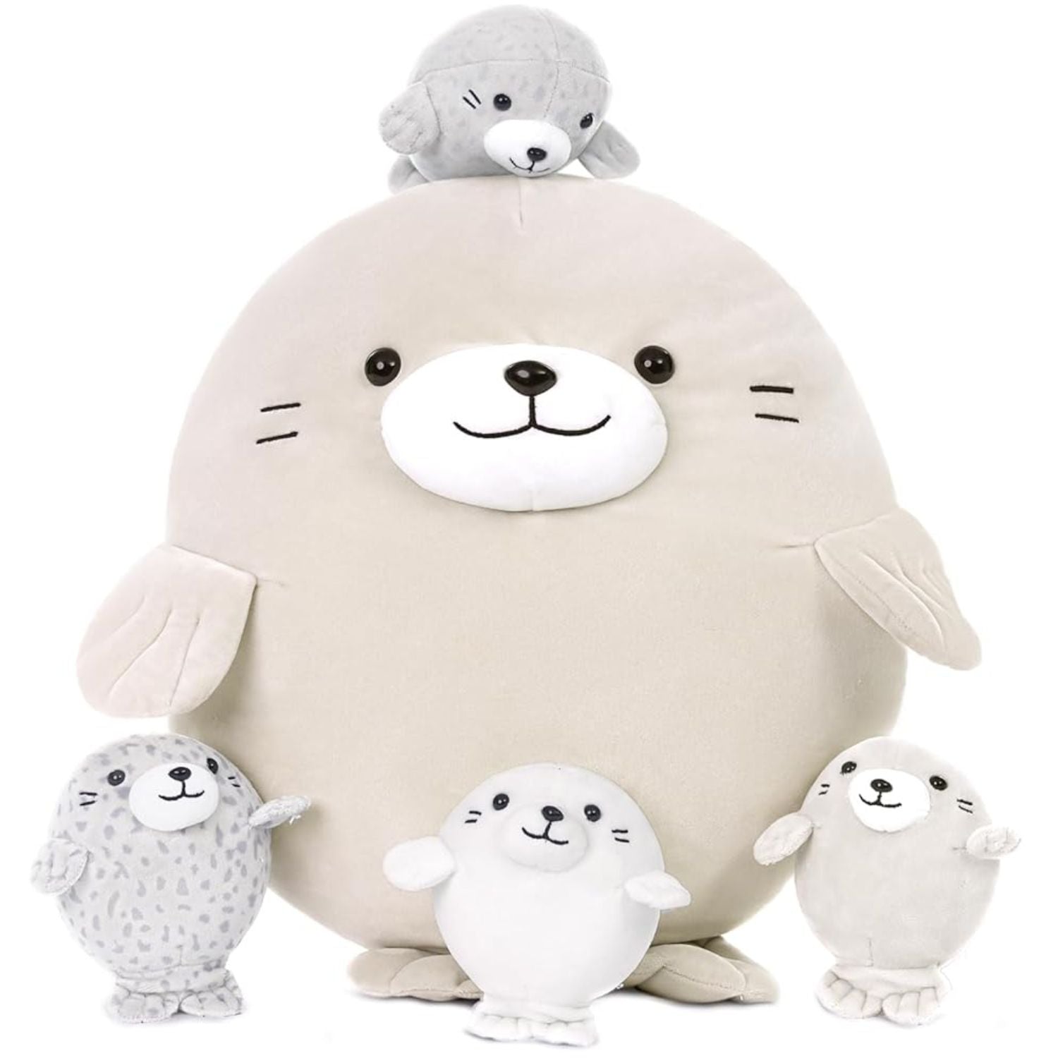 Seal Stuffed Toy Set, Grey, 18.8 Inches