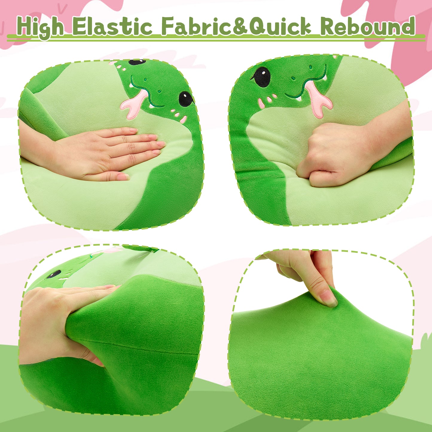 Snake Plush Toy Cartoon Throw Pillow, Green, 17.7 Inches