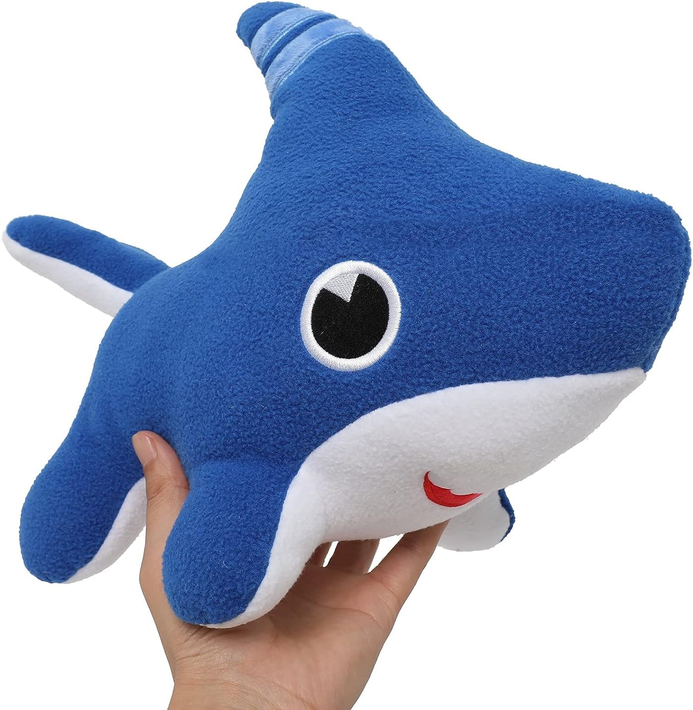 Peluche chien requin, bleu/gris, 15 pouces