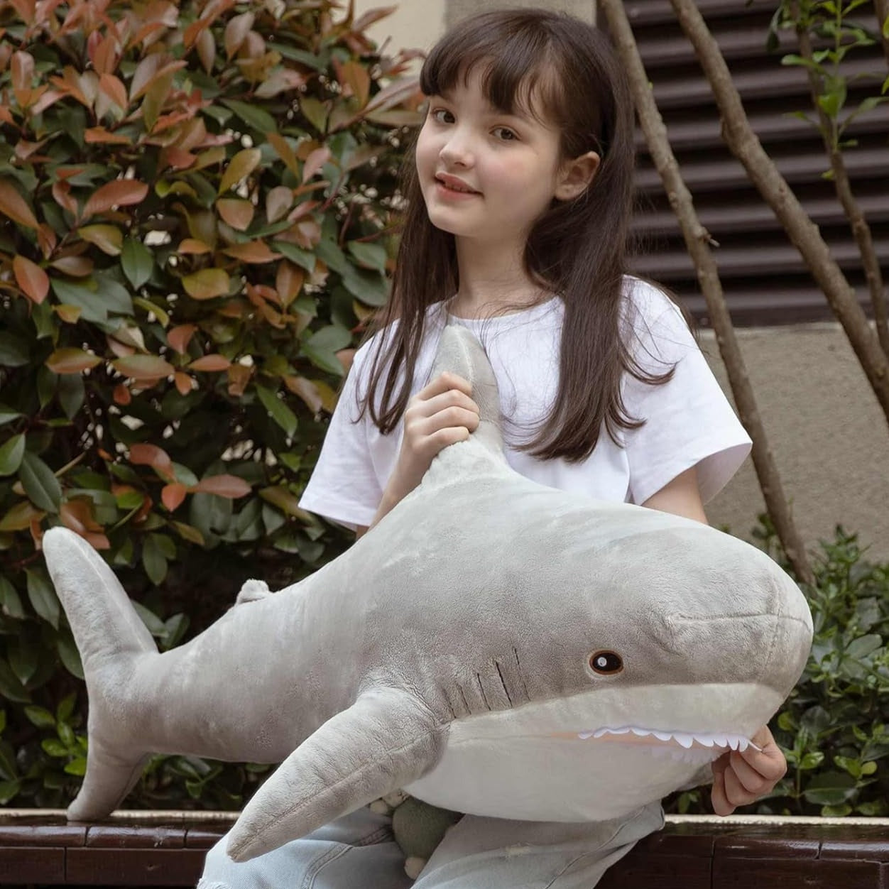 Shark Plush Toy, Pink/Grey, 32/40 Inches