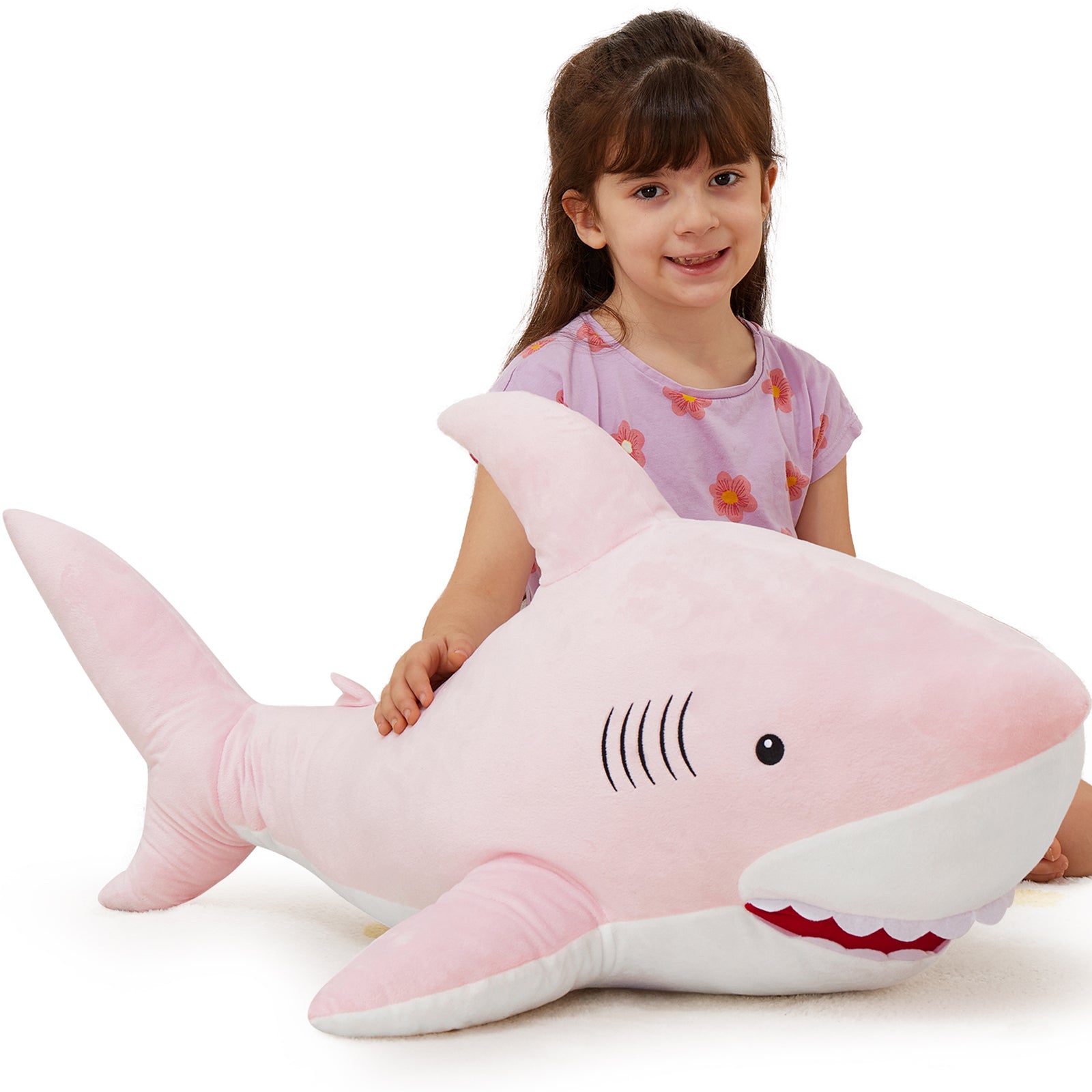 Shark Plush Toys Ocean Stuffed Animals, Pink/Blue/Grey, 39 Inches